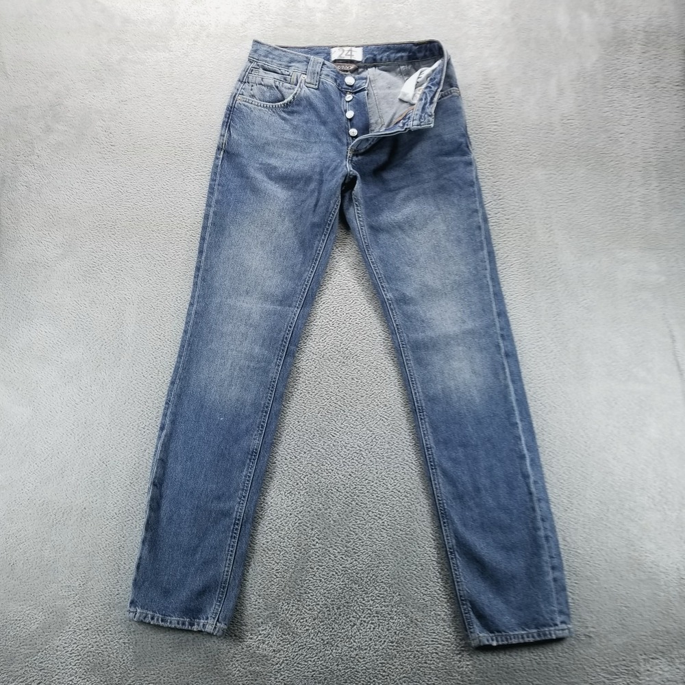 We‎ The Free Jeans Womens 24 Blue Curvy Straight Button Fly Boho High Rise Denim